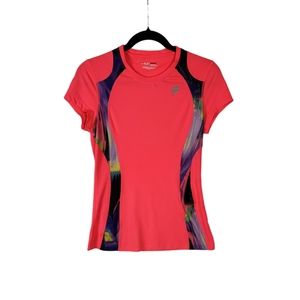 Fila athleisure sport  bright pink short sleeve top w/abstract print size S